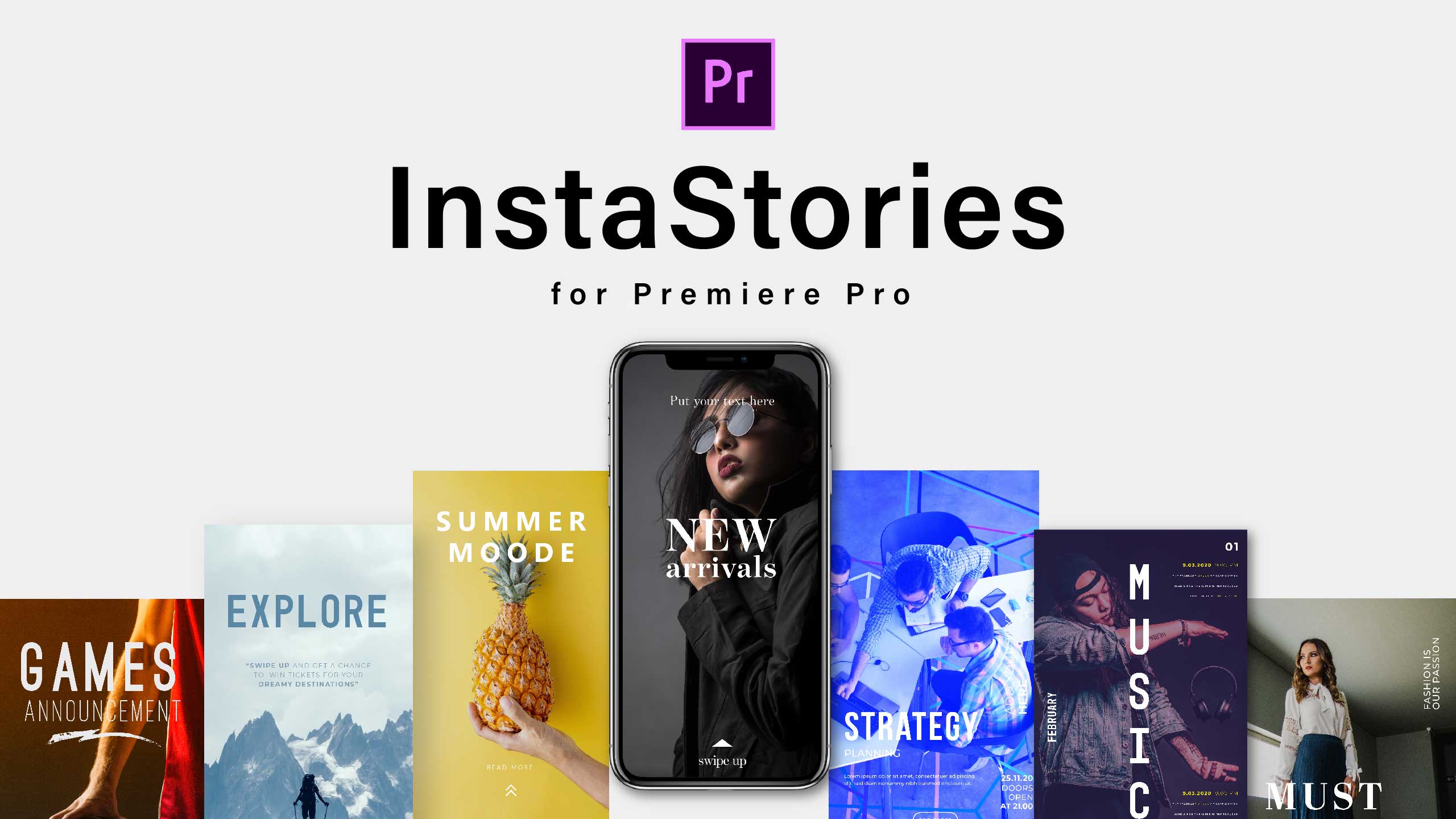 Instastories. Swipe up Template Premiere Pro.